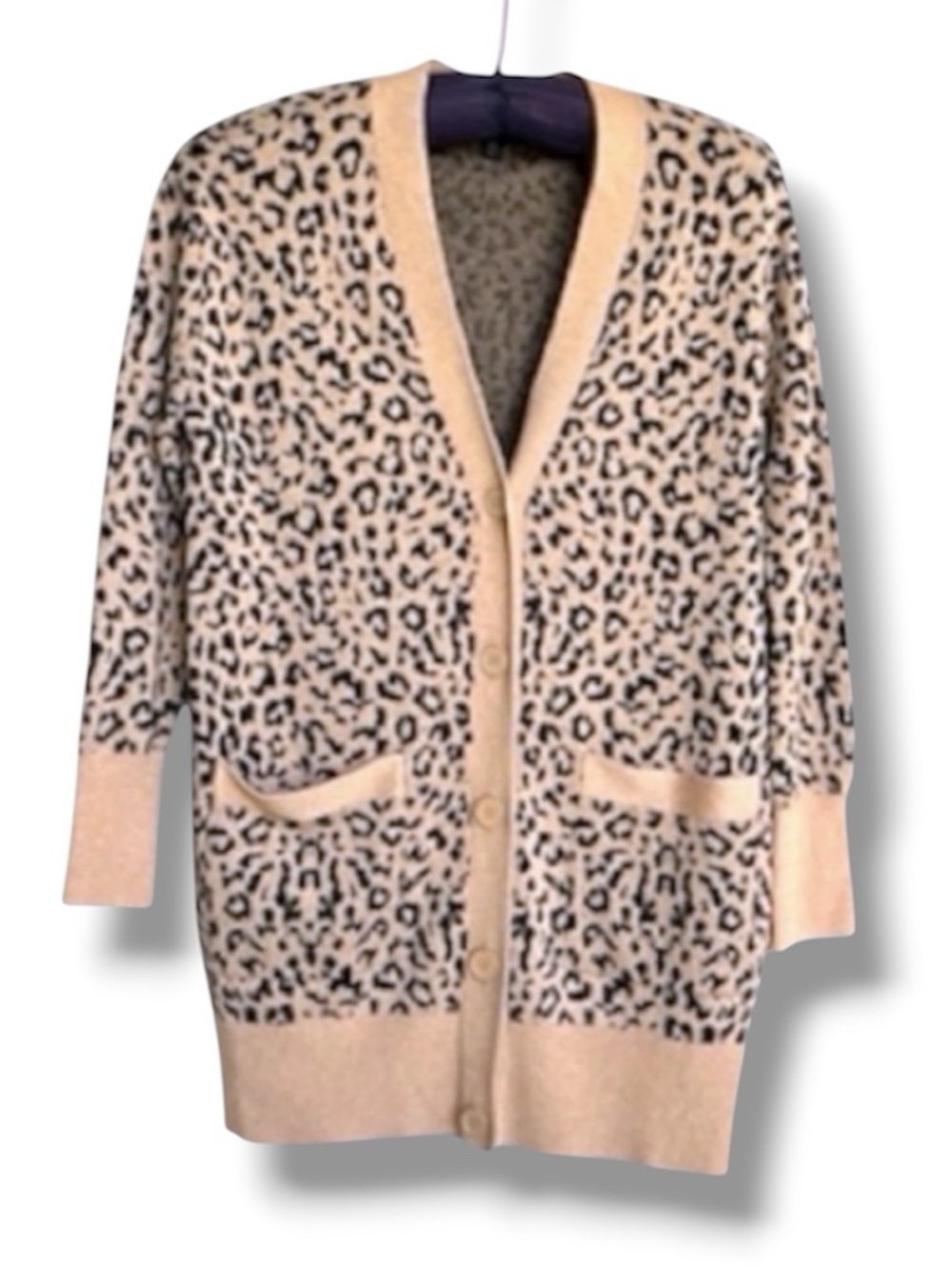 J. Crew Leopard Print Relaxed Fit Cotton/Wool V-Neck Cardigan Size XS - Picture 2 of 16